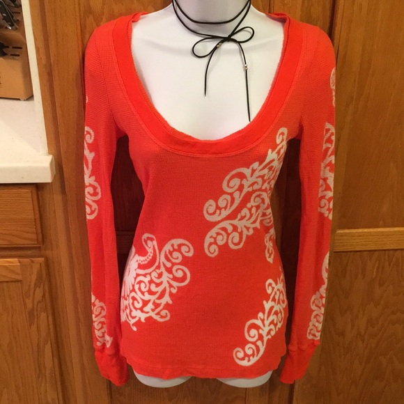 Free People Tops - Free People Orange Waffle Thermal top